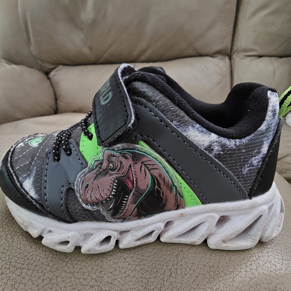 Dinosaur-Themed Kids Shoes - Gray and Green